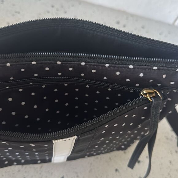 FOSSIL JENNA Crossbody Bag Black & White Polka Dot Textile Synthetic Casual Chic - Picture 4 of 12